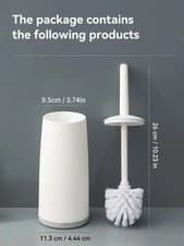 Image of Plastic Toilet Brush with Standing Base Long Handle Toilet Cleaning Brush for WC