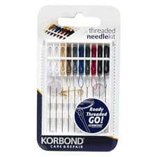 Image of Korbond Threaded Sewing Needle Kit 10pcs - with buttons and safety pin.