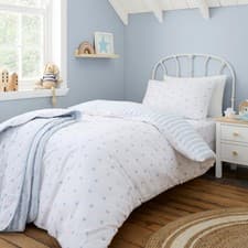 Image of Children's Bedding Mini Stars & Stripes Blue Duvet Cover Or Sheet Or Bedspread