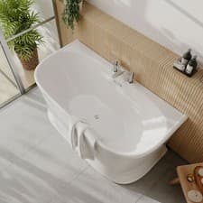 Image of Bathroom 1500mm Freestanding Bath Tub Double Ended Reinforced Acrylic Modern