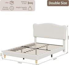 Image of 3ft 4ft6 Bed Frame with Low Foot Upholstered Bed Platform Bedroom Furniture