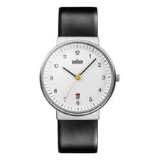 Image of BN0032 Braun Gents Mens Classic Watch White Dial Black Leather Strap New