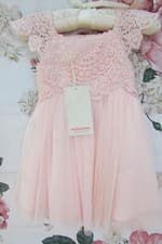 Image of MONSOON BNWT Pink Cotton Lace Estella Christening Party Occasion Dress 0-3  £48