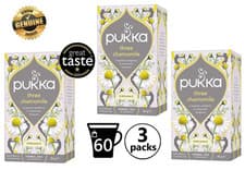 Image of 3x Pukka Organic Three Chamomile Tea Compostable Herbal Tea Bags Floral Fusion