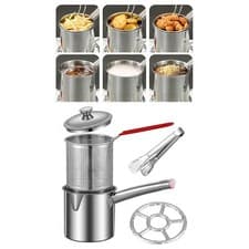 Image of Stainless Steel Deep Fryer Small Deep Fryer Multifunctional with Strainer Basket