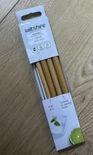 Image of Wiltshire Reusable Bamboo Drinking Straws pack of 4 includes cleaning brush