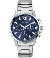 Image of Guess Men's Two Tone Chronograph Stainless Steel Bracelet Watch Silver Blue