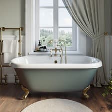 Image of Freestanding Light Green Double Ended Roll Top Bath with Bra BUN/PRLPG1515/90646