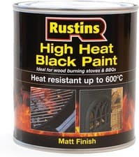 Image of Rustins High Heat Black Paint Matt Finish Quick Drying 250ml/400ml/500ml