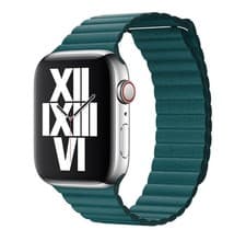 Image of Official Apple Leather Link Watch Strap Size L 44mm Peacock RRP £99