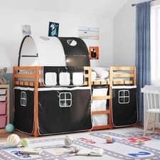 Image of Bunk Bed without Mattress White&Black 80x200 cm Solid Wood Pine