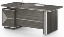 Image of Modern Grey Oak Executive Corner Desk Stylish Grey Leather Design 160 180 200cm