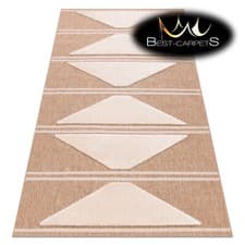Image of Modern structural sisal Designer Rug SPARK Geometric, triangles beige, cream