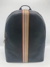 Image of Paul Smith Signature Stripe Multi Stripe Black Leather rucksack BACKPACK bag