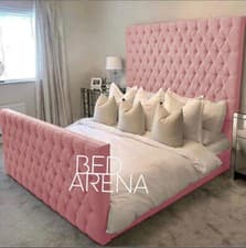 Image of Plush Velvet Florida Bed Chesterfield Bed Upholstered Bed Double King Super King