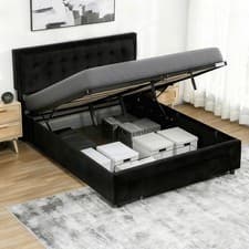 Image of HOMCOM 5ft King Size Ottoman Bed with Gas Lift End Opening, Black