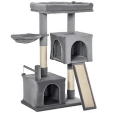 Image of PawHut 111cm Kitten Activity Centre with Scratching Post Condo Hammock Grey