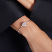 Image of BNIB SWAROVSKI Hyperbola Heart Bangle White, Rhodium plate & Gift Bag £149.00
