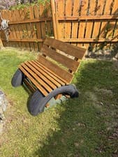 Image of Hand Made-Wooden Garden Bench. Its Comfortable For A Single Person