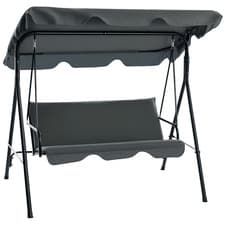 Image of Outsunny Outdoor Metal Hammock Swing Chair 3-Seater Patio Bench Garden Grey