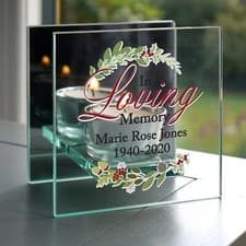 Image of Personalised Christmas Glass Tea Light Candle Holder - Christmas Gift xmas