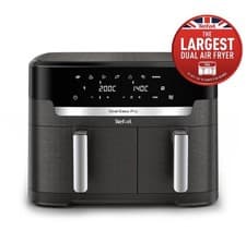 Image of Tefal EY942BG0 Air Fryer Easy Fry Dual XXL No Oil 8+ Portions 8L 2700w Java-Grey