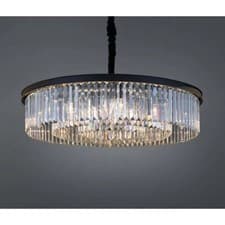 Image of Crystal Chandelier Modern Black K9 Round Pendant Ceiling Light Fixture Fitting