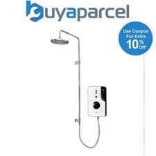 Image of Triton ENlight 9.5kw White Thermostatic Electric Shower Chrome UNIQ Rainshower