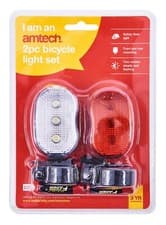 Image of 2Pc Bicycle Cycle Flashlight Set Red White Steady Flashing Super Bright Led