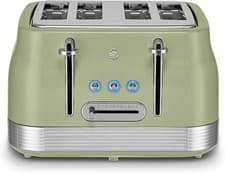Image of Swan ST19029GRN Retro 4 Slice Toaster with 7 Browning Levels, Removable Crumb Tr