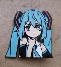Image of Hatsune Miku Enamel Pin Badge Brooch Vocaloid Virtual Singer Glitter Blue Hair