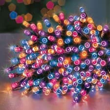 Image of Christmas rainbow lights 50 LED coloured decorative OUTDOOR INDOOR TIMER +batts