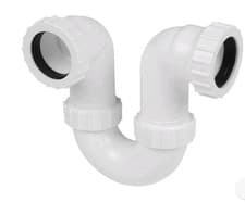 Image of Universal White Plastic Sink Waste P Trap U Bend Pipe 40mm Kitchen Bathroom