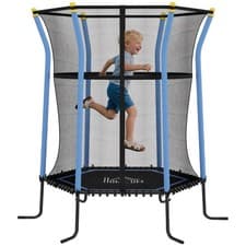 Image of HOMCOM 5.4FT Kids Trampoline with Enclosure Indoor Outdoor Blue