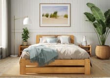 Image of Solid Wooden Bed Frame F1 Aurora Super King, King, Double, Small Double, Single