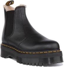 Image of Dr Martens 2976 Quad Unisex Leather Unisex Chelsea Boot In Black Size UK 3 - 8