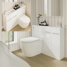Image of 1000mm White Straight Basin Combination Unit Bathroom Furniture Left/Right