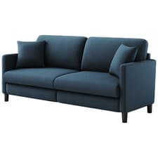 Image of 3 Seater Velvet Corduroy Sofa Bed with 2 Bolster Modern Room Recliner Couch Sofa