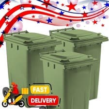Image of Standard Size Green 240L Rubbish Waste Recycling Wheelie Bin With Lid & Wheels