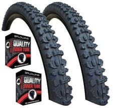 Image of Kenda SMOKE 24 x 1.95 Black Mountain Bike TYREs TUBEs K-816 Off Road MTB Knobby