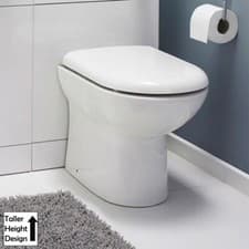 Image of Back to Wall Toilet & Soft Close Seat Comfort Height D-Shape BTW WC Pan Bathroom