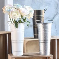 Image of Retro Flower Vase Iron Flower Pot Tin Bucket Metal Jugs Home Flower Decoration