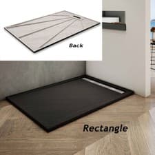 Image of Luxury Square/Rectangle Slate Effect Shower Stone Tray+Free Waste&Drain Trap