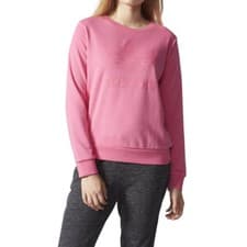 Image of adidas Originals Womens Sweatshirt Trefoil Logo Crew Jumper Sweater Top Ray Pink
