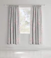Image of Catherine Lansfield Canterbury Floral 66X72 Inch Lined Eyelet Curtains Two Panel