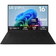 Image of LG Gram AI 16 16" Quad HD Laptop Intel Core Ultra 7 16GB RAM 1TB Storage Black