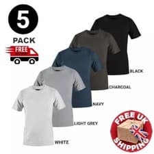 Image of Mens Plain T-Shirt 5 Pack 100% Cotton Heavy Blend High Quality Short Sleeve Tee