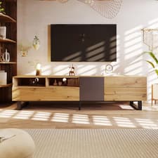 Image of TV Cabinet TV Stands & Multimedia Centres 180 *33cm Wood Grain Finish with Style