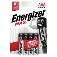 Image of Energizer AAA Batteries Max Alkaline Battery - Pack of 4 S15269 10yr Shelf Life