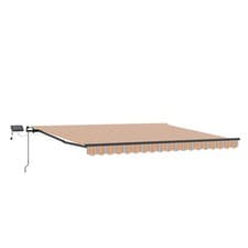 Image of Retractable Awning with LED Strip Lights Manual Fabric Sun Shade Patio vidaXL